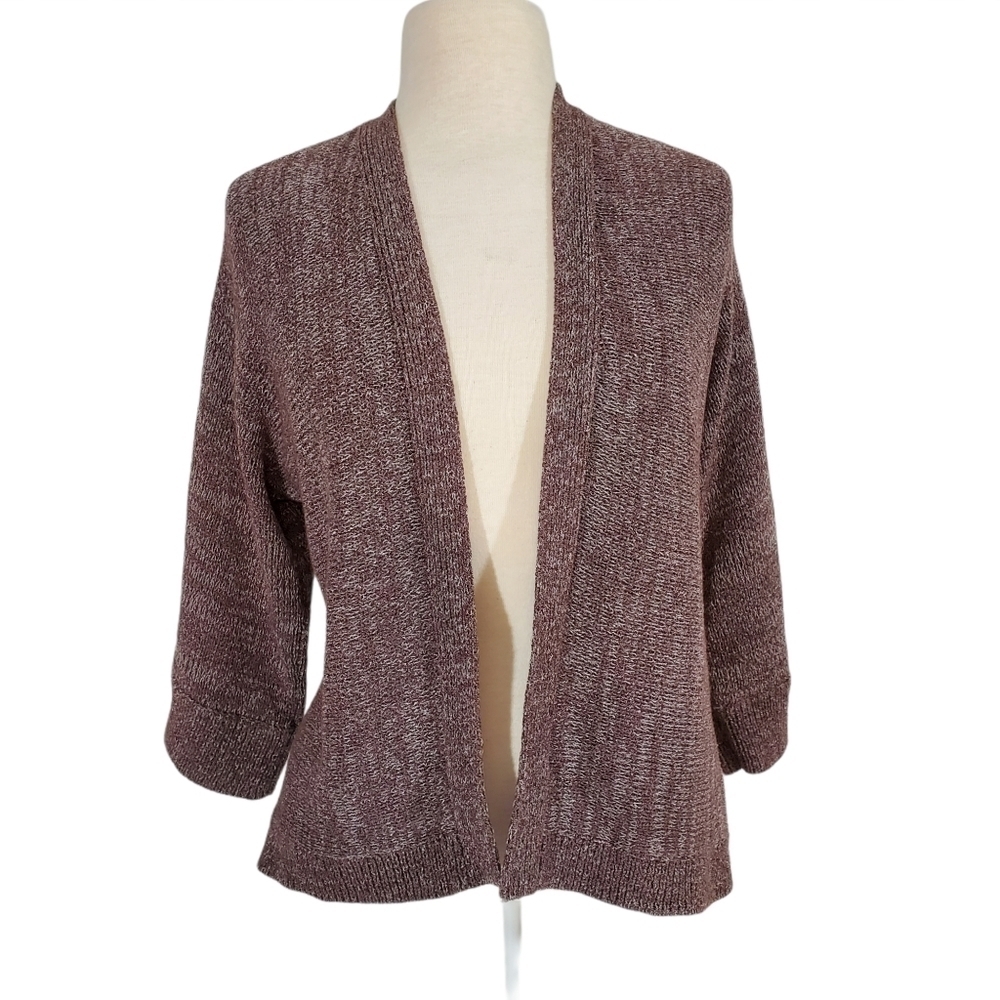 Jones New York Copper Brown Open Front Cardigan